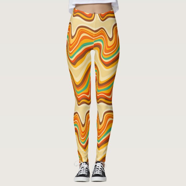 Retro-Welle warm Leggings (Vorderseite)
