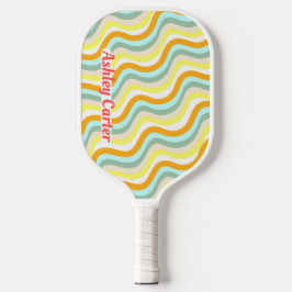 Retro-Wellen 80er vertikaler Name in Rot Pickleball Schläger