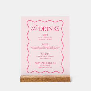 Retro-Wellen-Pink-Getränkekarte-Bar Acrylschild