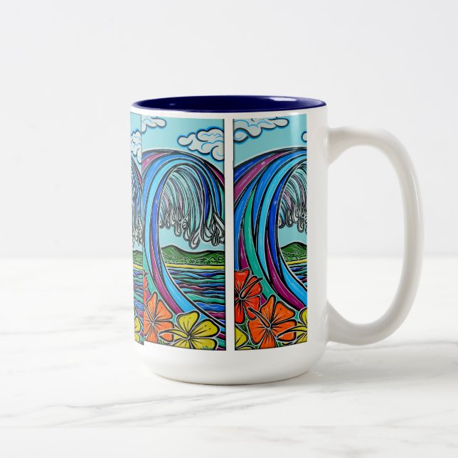 Retro Wellen-Tasse Zweifarbige Tasse (Rechts)