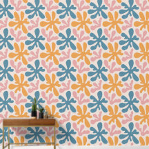 Retro-Wellenförmiges, Groovy-Pastell-Blumenmuster