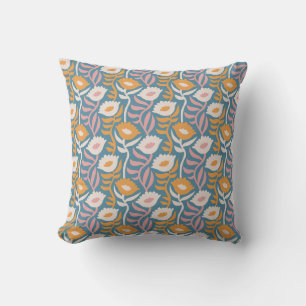 Retro-Wellenförmiges, groovy, pastellfarbenes Blum Kissen
