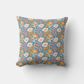 Retro-Wellenförmiges, groovy, pastellfarbenes Blum Kissen