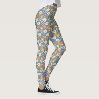 Retro-Wellenförmiges Retro-Pastell-Blumenmuster Leggings
