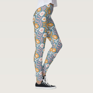 Retro-Wellenförmiges Retro-Pastell-Blumenmuster Leggings