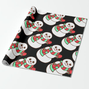 Retro-Wellengruß-Schneemann-Geschenkpapier Geschenkpapier
