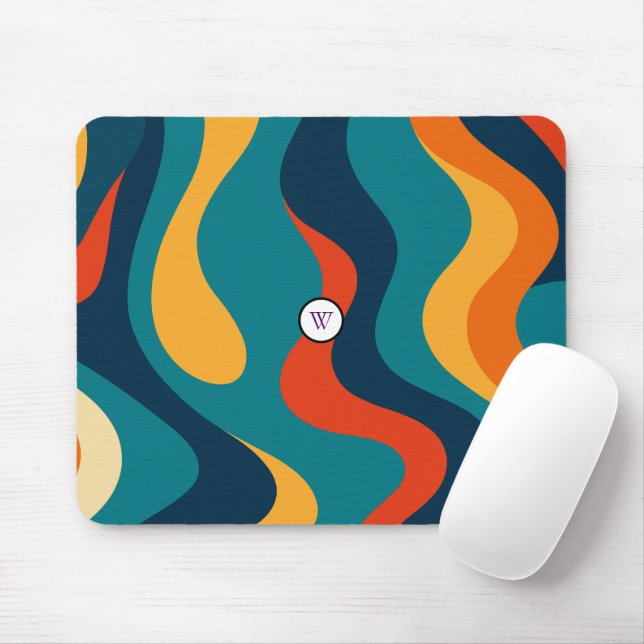 Retro-Wellenmuster modernes Abstract  Mousepad (Mit Mouse)