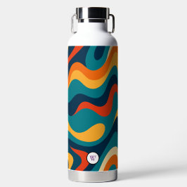 Retro-Wellenmuster modernes Abstrakt Trinkflasche