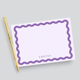 Retro-Wellenrahmen lila & violett personalisiert Mitteilungskarte