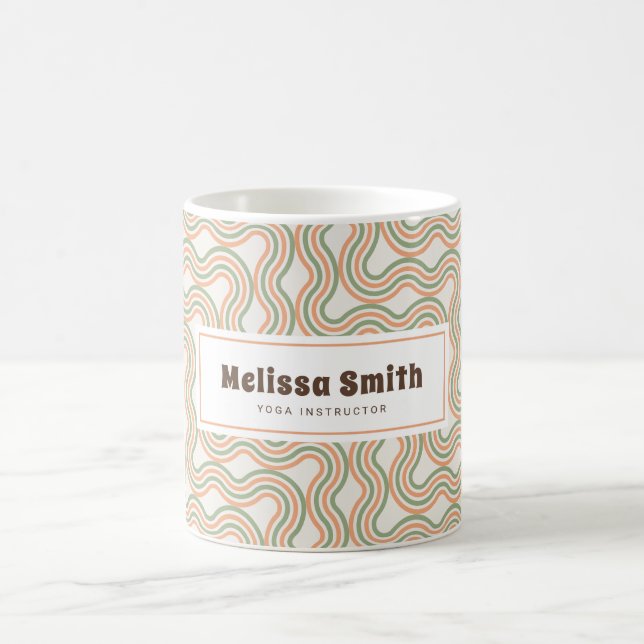 Retro-Welliges abstraktes Muster Kaffeetasse (Mittel)