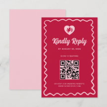 Retro-Welliges Rahmen Rot Rosa Cupid Hochzeits-QR-
