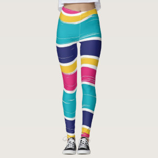 Retro-Welliges-Streifen-Nahtloses-Muster Leggings