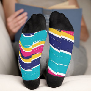 Retro-Welliges-Streifen-Nahtloses-Muster Socken