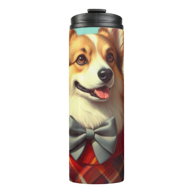 Retro Welsh Corgi Cardigan Painting Thermosbecher (Vorderseite)