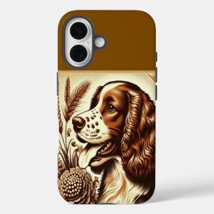 Retro Welsh Springer Spanisch Brown White Art iPhone 16 Hülle