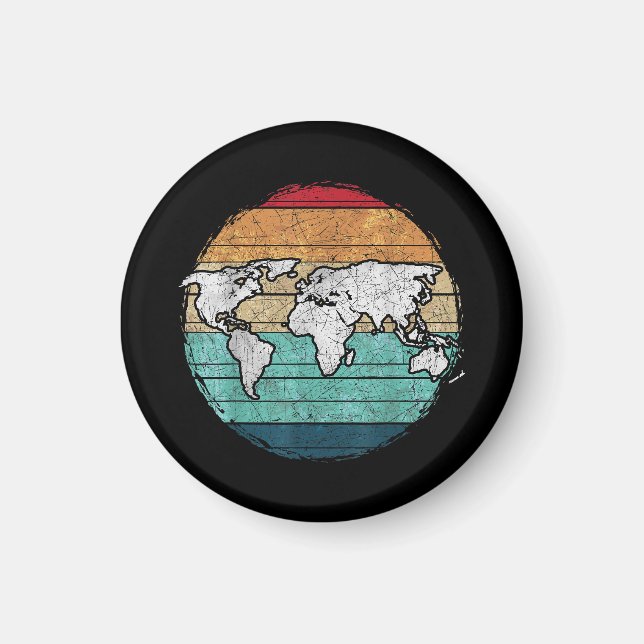 Retro-Weltkarte Magnet (Vorne)