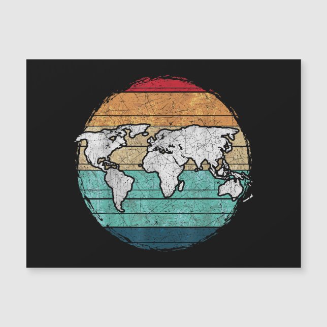 Retro-Weltkarte Magnetkarte (Vorderseite)