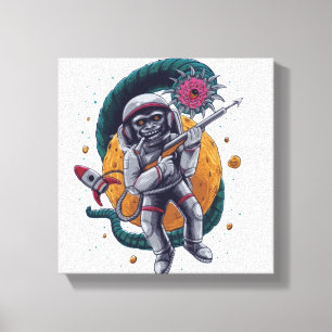 Retro Weltraum Astronaut Kosmisches Wesen Sci-Fi-A Leinwanddruck