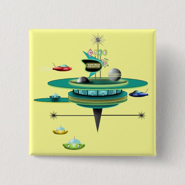 Retro Weltraum Diner Button (Vorderseite)