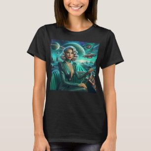 Retro Weltraum Mädchen T-Shirt