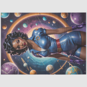 Retro-Weltraum-Pin-Up-Galaxie-Decoupage-Seidenpapi Seidenpapier
