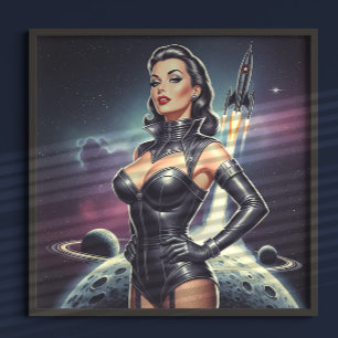 Retro-Weltraum-Pin-up Poster