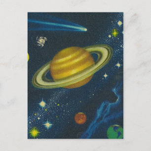 Retro-Weltraum-Postkarte Postkarte
