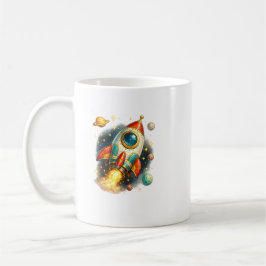 Retro-Weltraum-Raketenstart-Keramik-Kaffeetasse Kaffeetasse