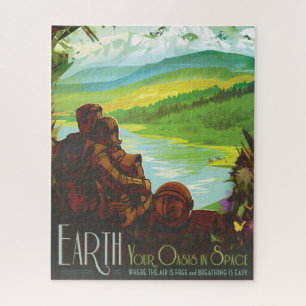 Retro-Weltraum-Reiseposter - Eine Erdforschungsmis
