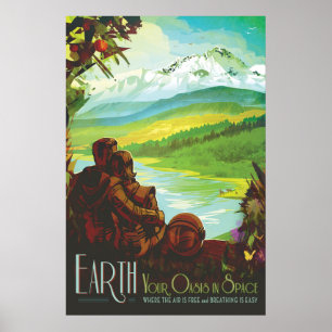 Retro-Weltraum-Reiseposter - Eine Erdforschungsmis Poster