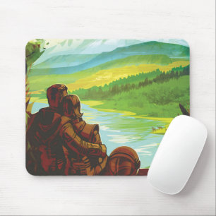 Retro-Weltraum-Reiseposter - Eine Mission zur Erfo Mousepad