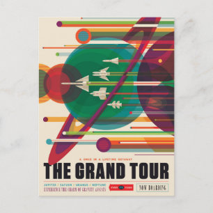 Retro-Weltraum-Reiseposter - Grand Tour Sonnensyst Postkarte