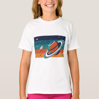 Retro-Weltraum-Reiseposter Ringplanet T-Shirt