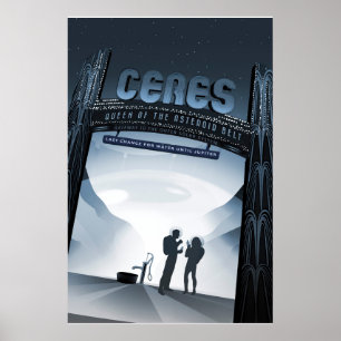 Retro-Weltraum-Reiseposter-Zwergplanet Ceres. Poster
