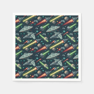 Retro Weltraum-Schlachten-Sci-Fi-Raumschiff-Comic- Serviette