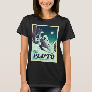 Retro Weltraum-Tourismus Skifahren Pluto Skifahrer T-Shirt