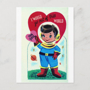 Retro Weltraum Valentinstag Feiertagspostkarte