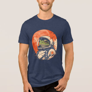 Retro-Weltraumfrosch unter rotem Mond Tri-Blend Shirt
