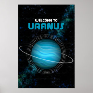 Retro Weltraumkunst mit dem Planeten Uranus Poster