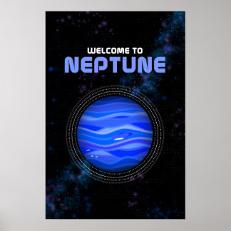 Retro Weltraumkunst mit Planet Neptune Poster
