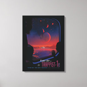 Retro-Weltraumplakat - Betrachter beobachten Trapp Leinwanddruck