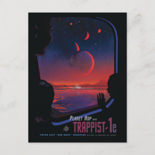 Retro-Weltraumplakat - Betrachter beobachten Trapp Postkarte