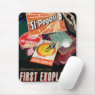 Retro-Weltraumplakat-Exoplanetenentdeckung 51 Pega Mousepad