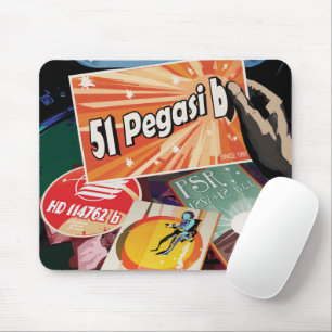 Retro-Weltraumplakat-Exoplanetenentdeckung 51 Pega Mousepad