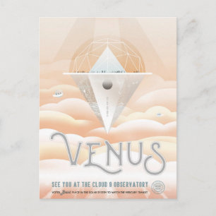 Retro Weltraumplakat-Observatorium im Sonnensystem Postkarte