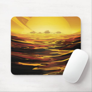 Retro-Weltraumplakat – Saturns größter Mond, Titan Mousepad