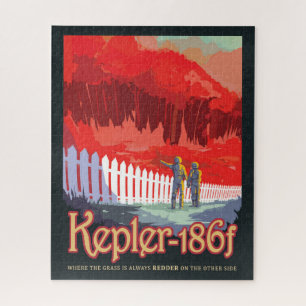 Retro-Weltraumplakat von Kepler-186f.