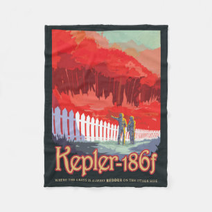 Retro-Weltraumplakat von Kepler-186f. Fleecedecke