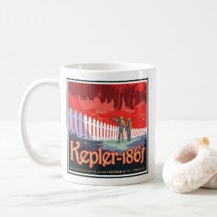Retro-Weltraumplakat von Kepler-186f. Kaffeetasse