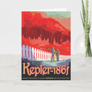Retro-Weltraumplakat von Kepler-186f. Karte